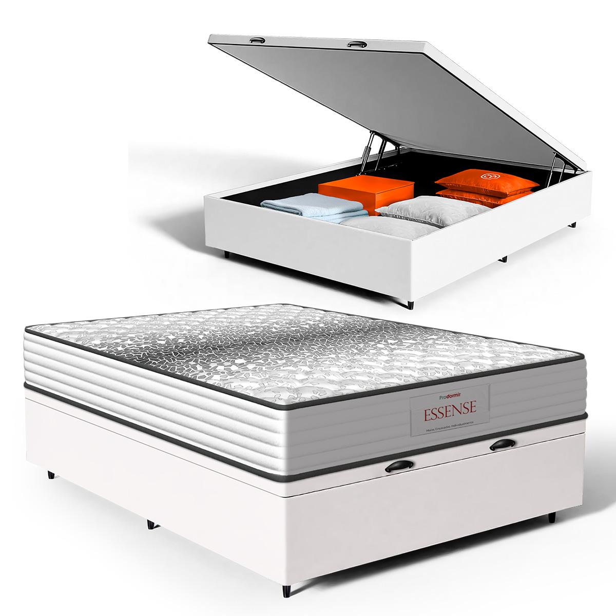 Cama Box Baú Com Colchão De Molas Ensacadas Double Face Essence Probel Casal 138cm