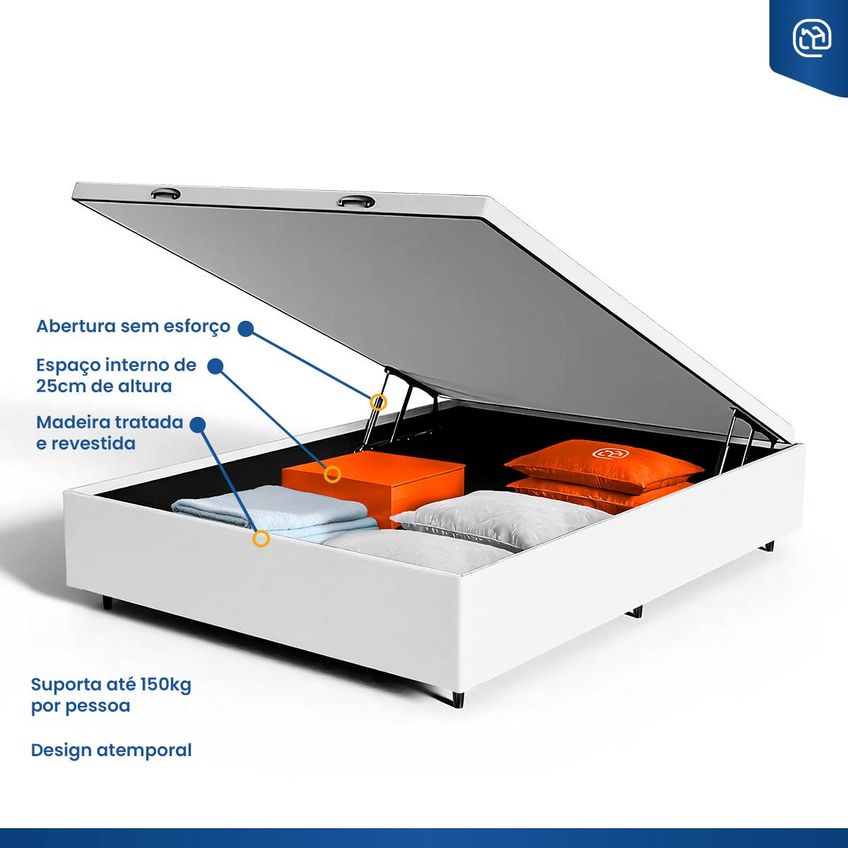 Cama Box Baú Com Colchão De Molas Ensacadas Double Face Essence Probel Casal 138cm - imagem 5