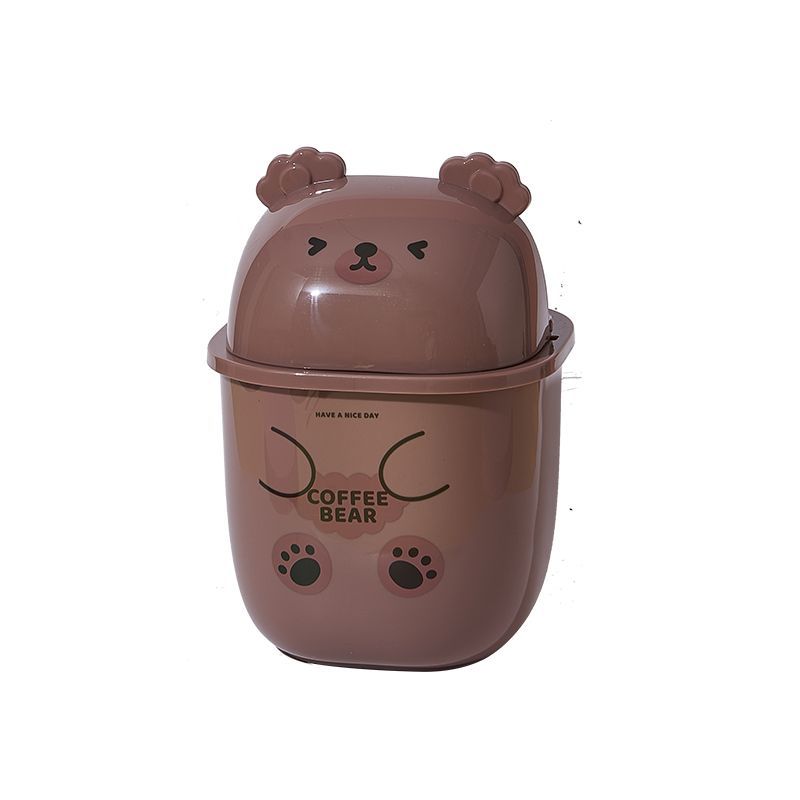Lata De Lixo Lindo Coffee Bear Com Tampa 24x16,4 Cm Pp