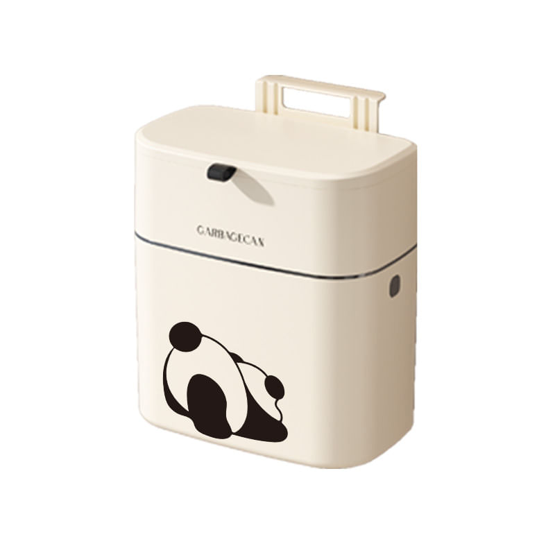 Lata De Lixo Cute Panda Desktop Bin Com Tampa De Plástico 750g