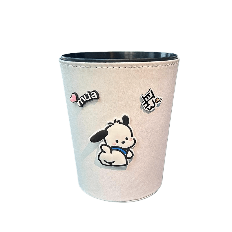 Mini Lixeira De Mesa Cute Dog Pattern Leather Abs 500g