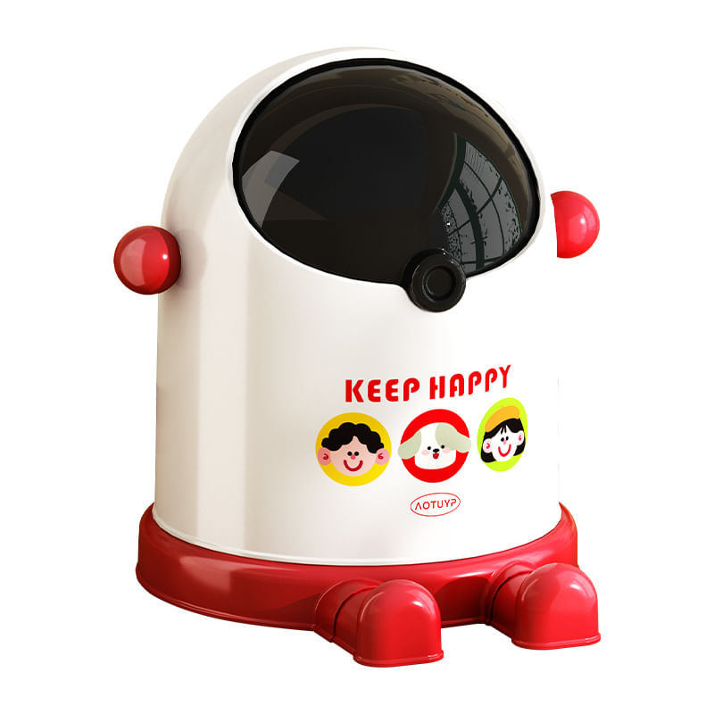 Mini Lixeira De Mesa Fofa Vermelha E Branca Com Tampa De Plástico