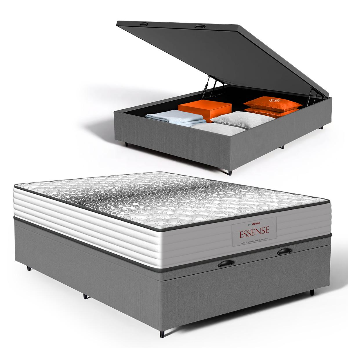 Cama Box Baú Com Colchão De Molas Ensacadas Double Face Essence Probel Casal 138cm