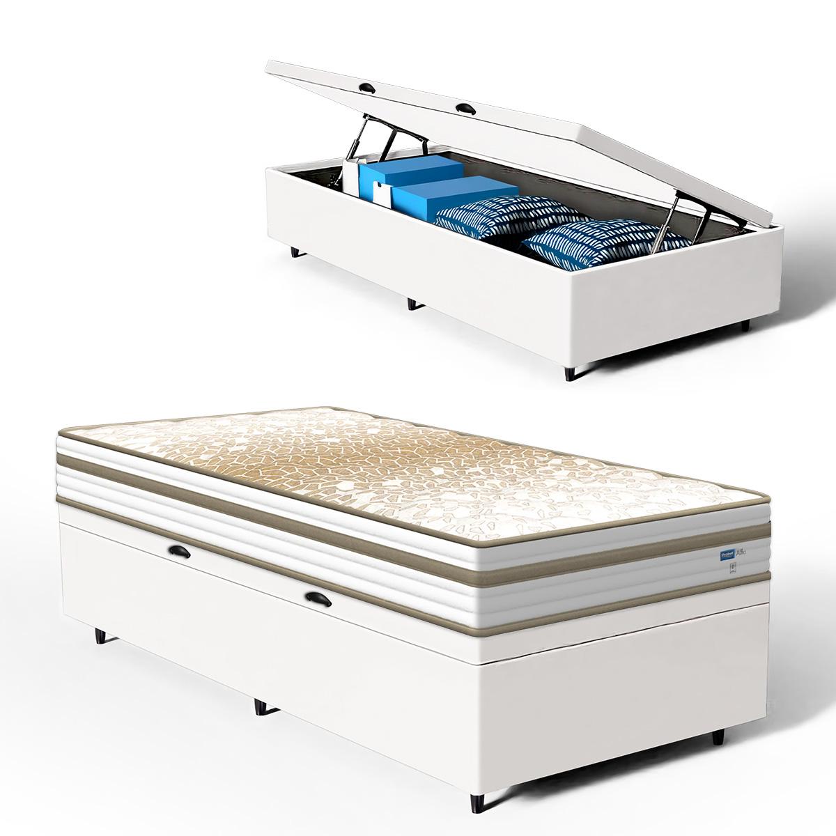 Cama Box Com Colchão De Molas Ensacadas Double Face Pillow Euro Alfa Probel Solteiro 88cm