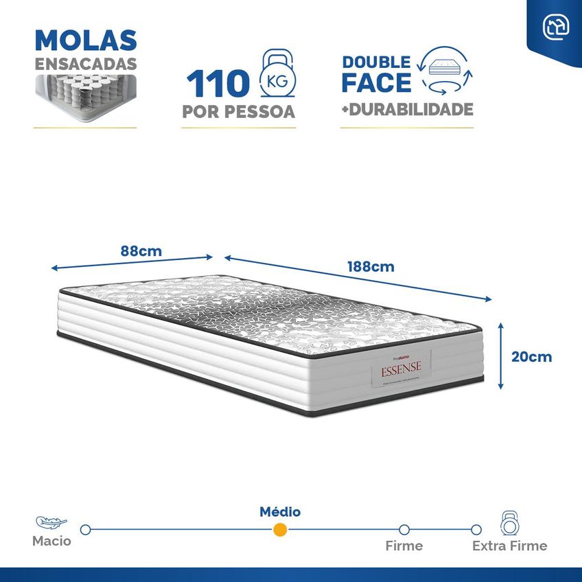 Cama Box Baú Com Colchão De Molas Ensacadas Double Face Essence Probel + Auxiliar Solteiro 88cm - imagem 4