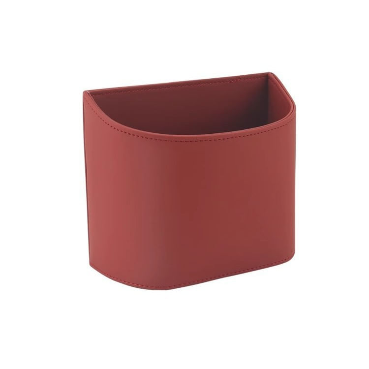 Lixeira De Mesa Compacta De Couro Vermelho Para Escritório