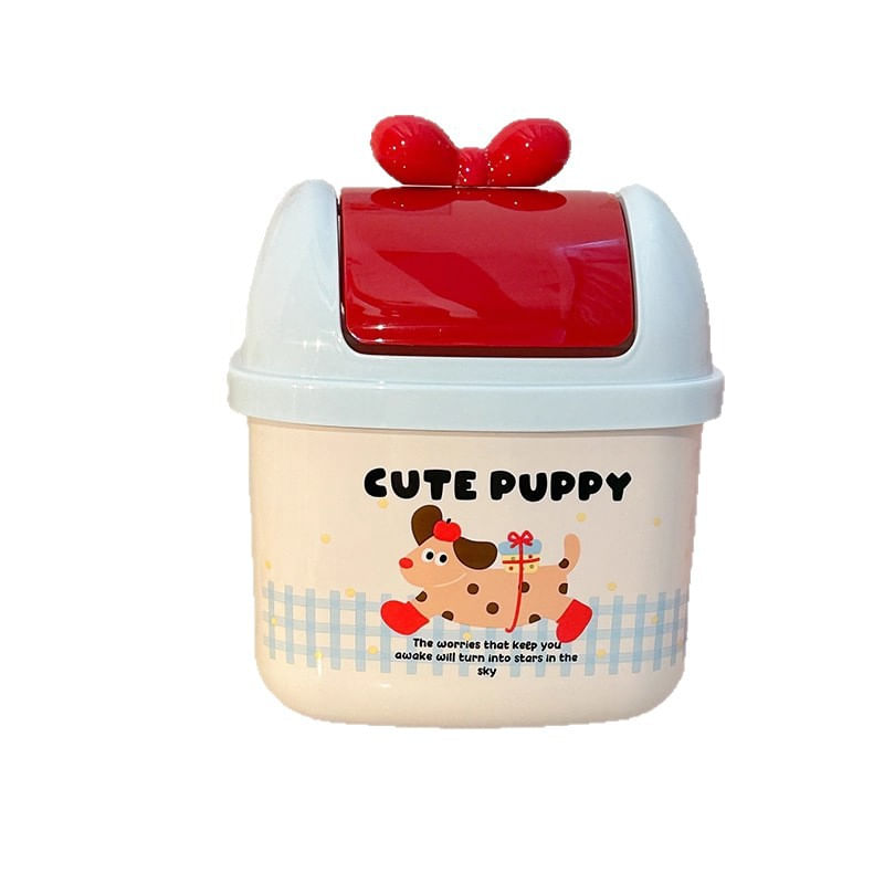 Lata De Lixo De Mesa, Cachorrinho Fofo Com Tampa De Plástico 160g