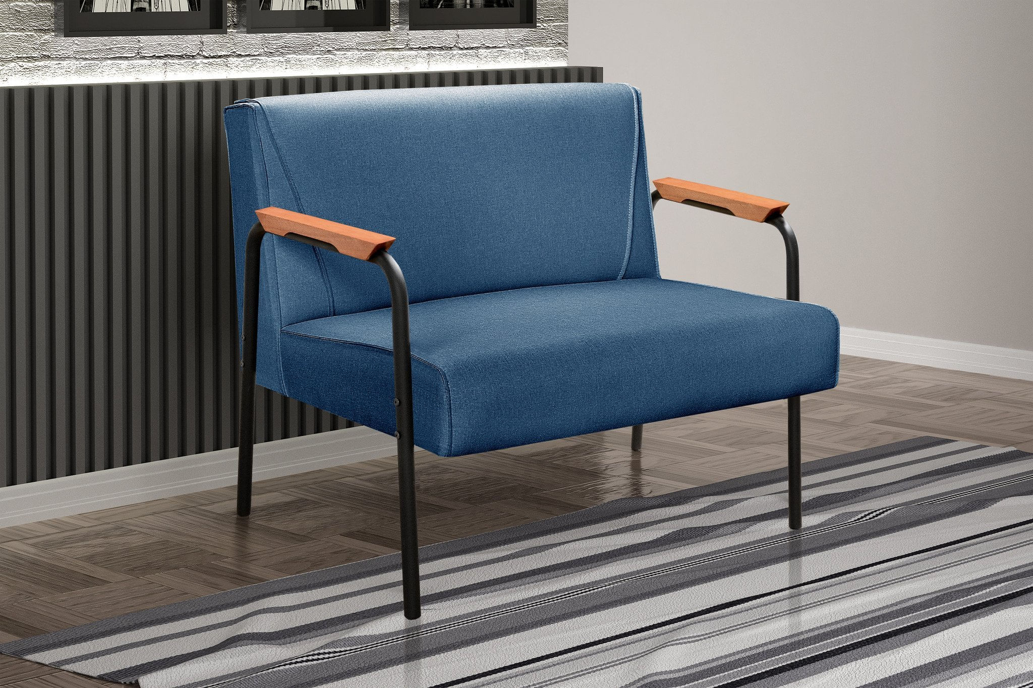 Namoradeira Decorativa Braços Fixo Jade Azul