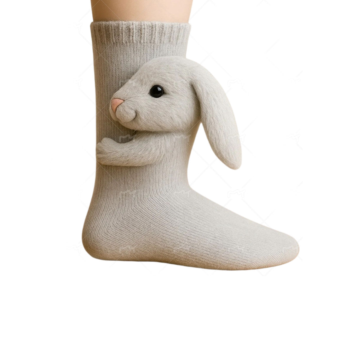 Meias Redondas De Algodão Com Lindo Design De Coelhinho De Pelúcia 3d