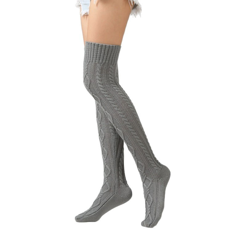 Meias Tricotadas Sobre O Joelho Para Mulheres Heather Grey