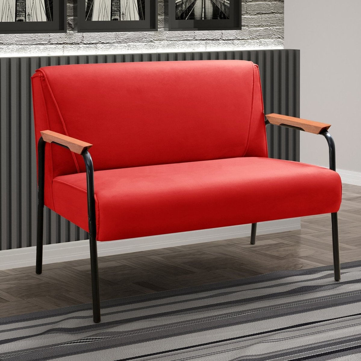 Namoradeira Decorativa Braços Fixo Jade Vermelho