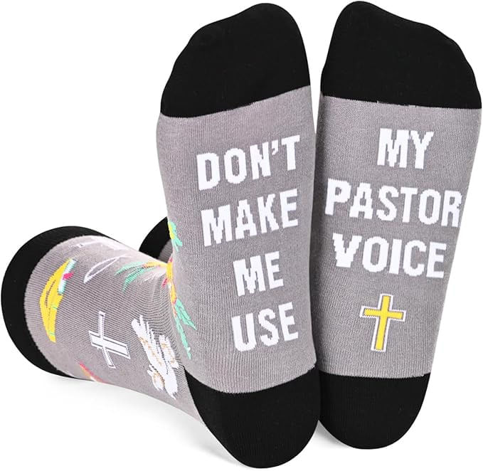 Crew Socks Funny Pastor Voice Cotton Para Adultos - Cinza