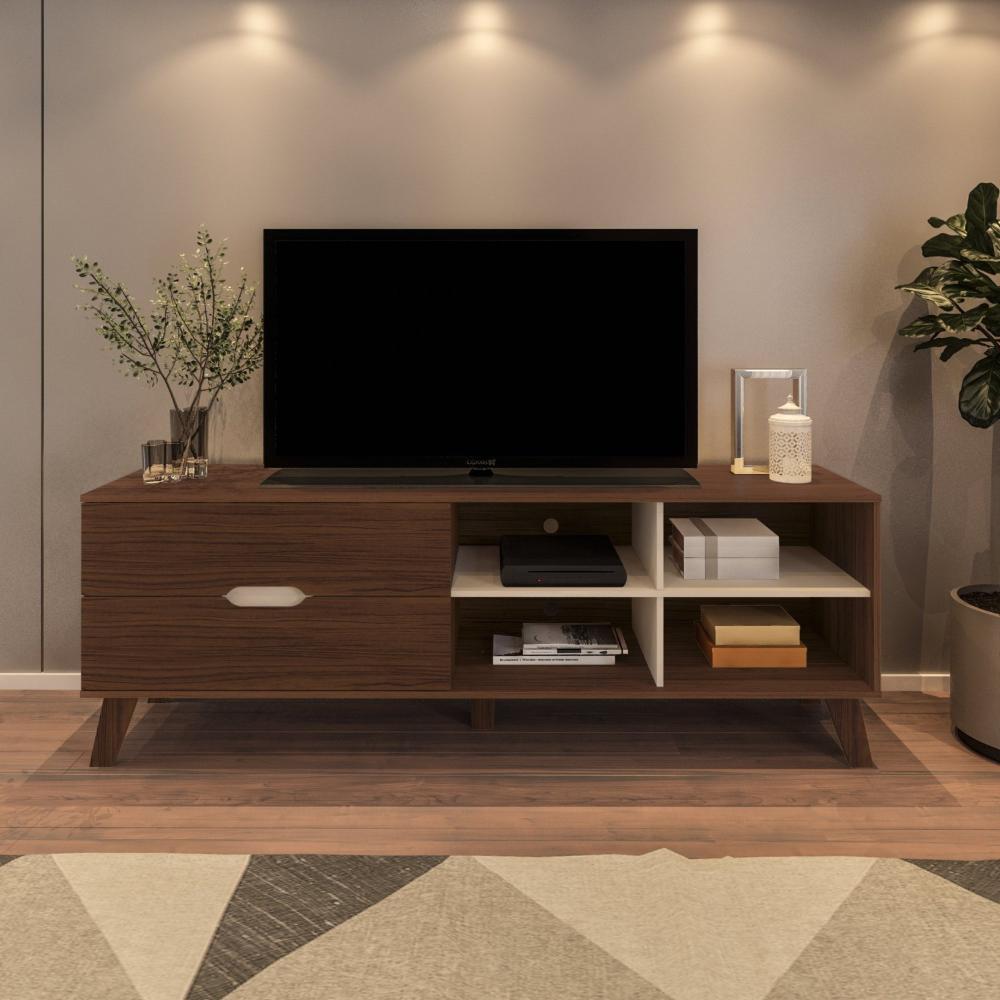 Rack para TV até 60 Polegadas 2 Gavetas Verona Artely Cedro/off White