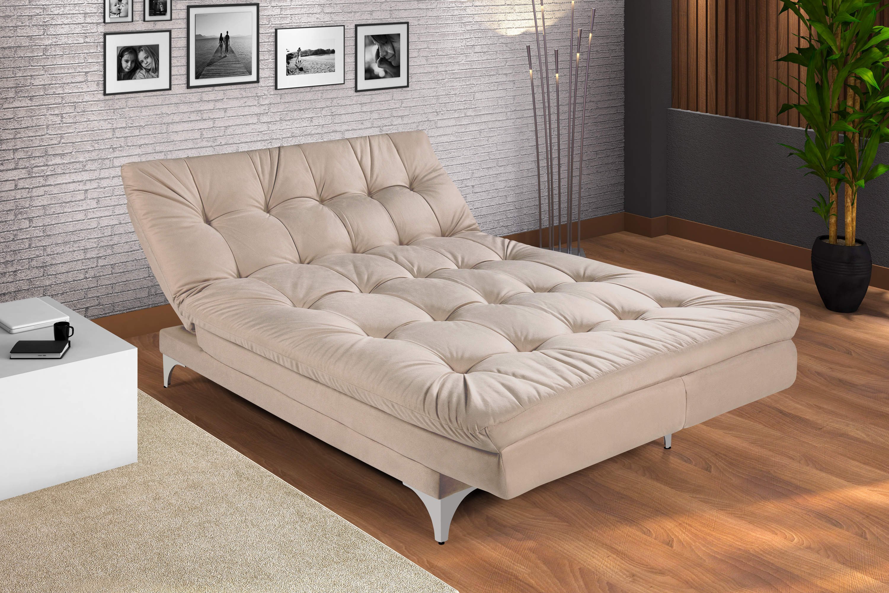 Sofá Cama Versátil Império Estofados Areia