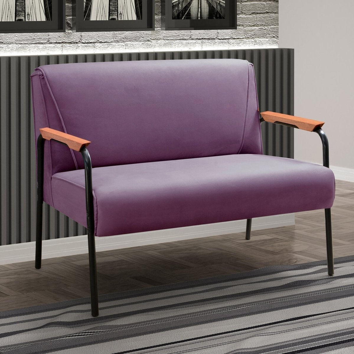 Namoradeira Decorativa Braços Fixo Jade Roxo