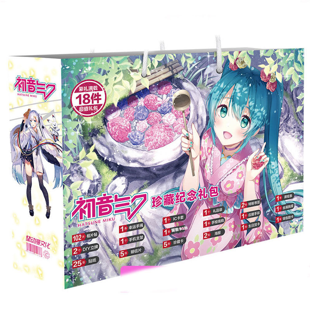 Conjunto De Caixas De Mangá De Anime Hatsune Miku Com 18 Adesivos E Porta-cartões