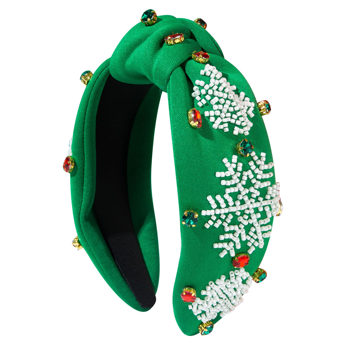 Floco De Neve Verde Atado Com Miçangas E Strass