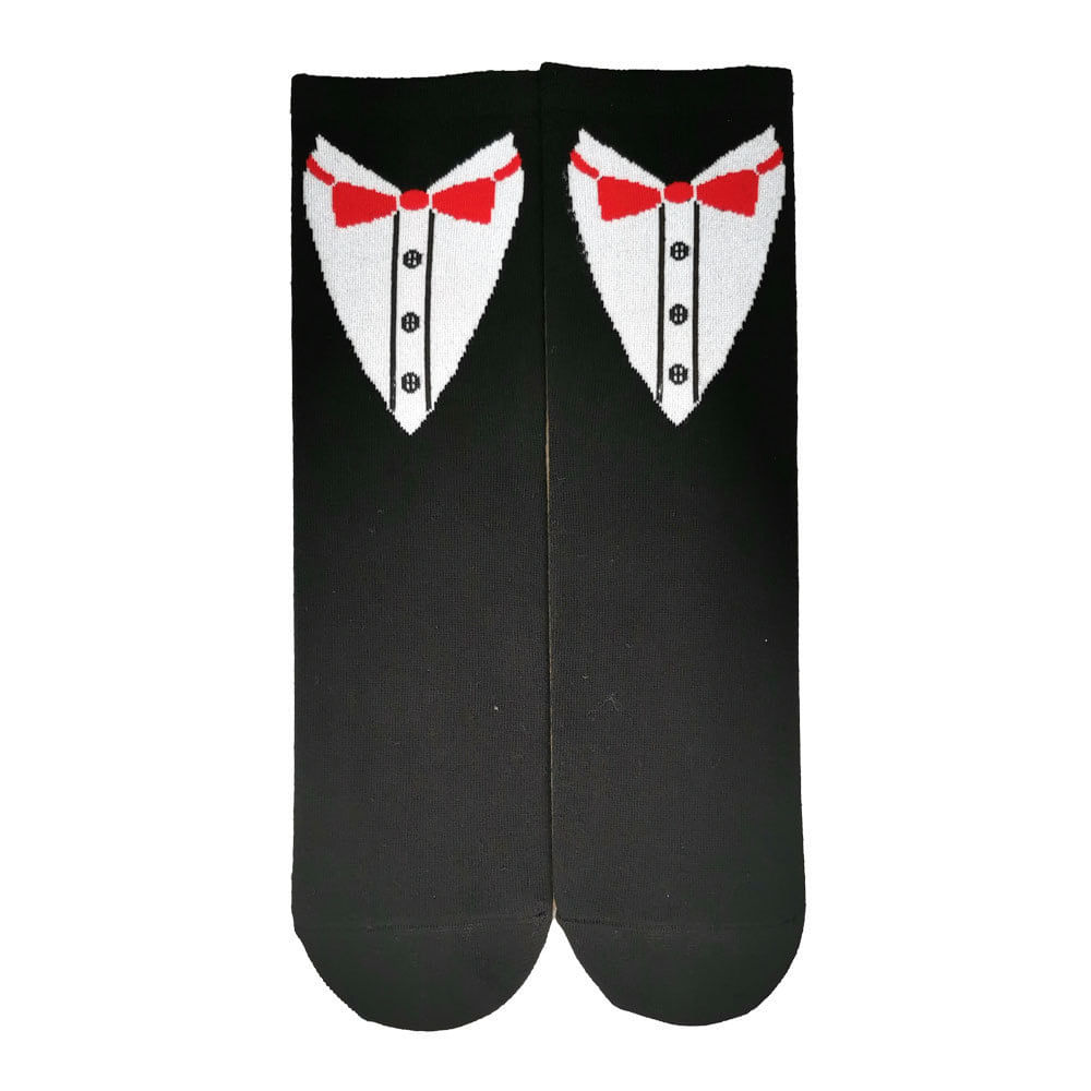 Crew Socks, Smoking De Algodão Penteado Com Design De Gravata Borboleta Vermelha Preta