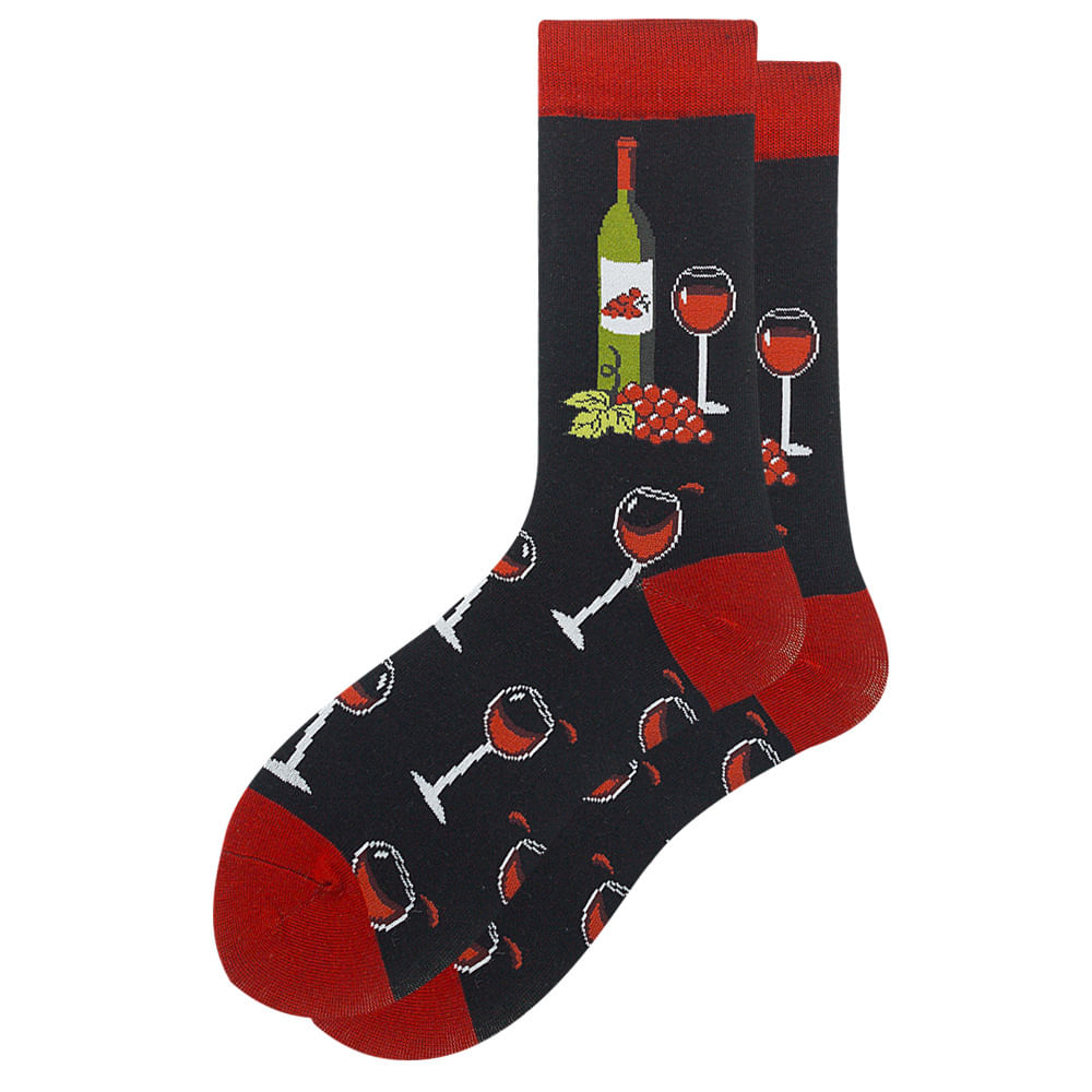 Crew Socks, Garrafa De Vinho De Algodão E Padrões De Vidro Pretos