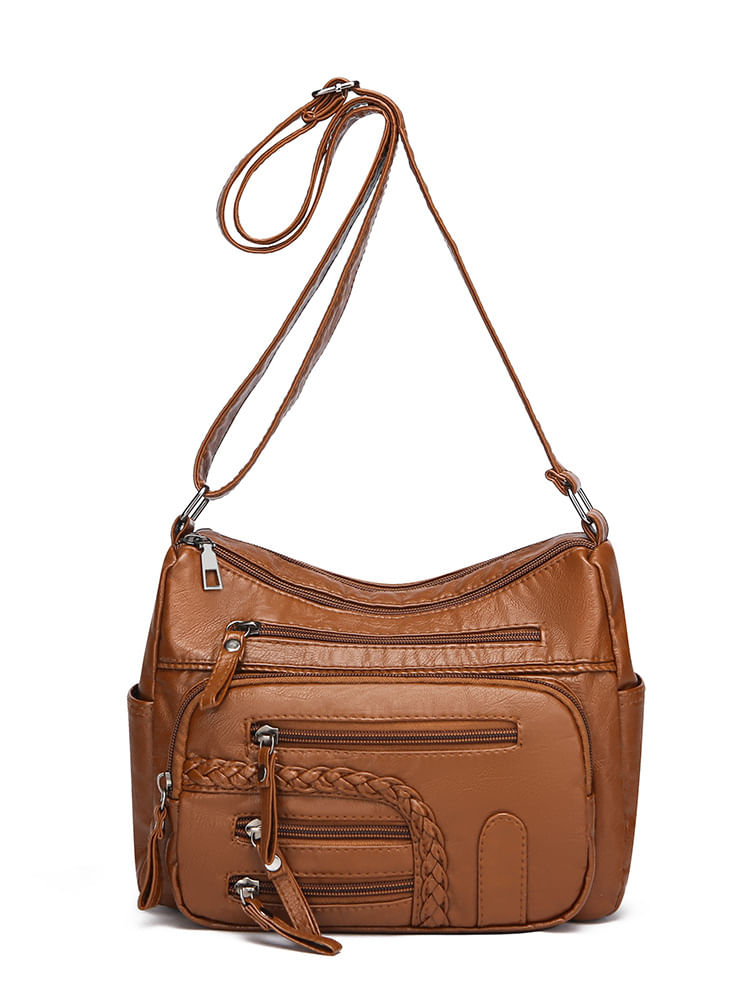 Bolsa De Ombro Feminina De Couro Pu Macio De Grande Capacidade
