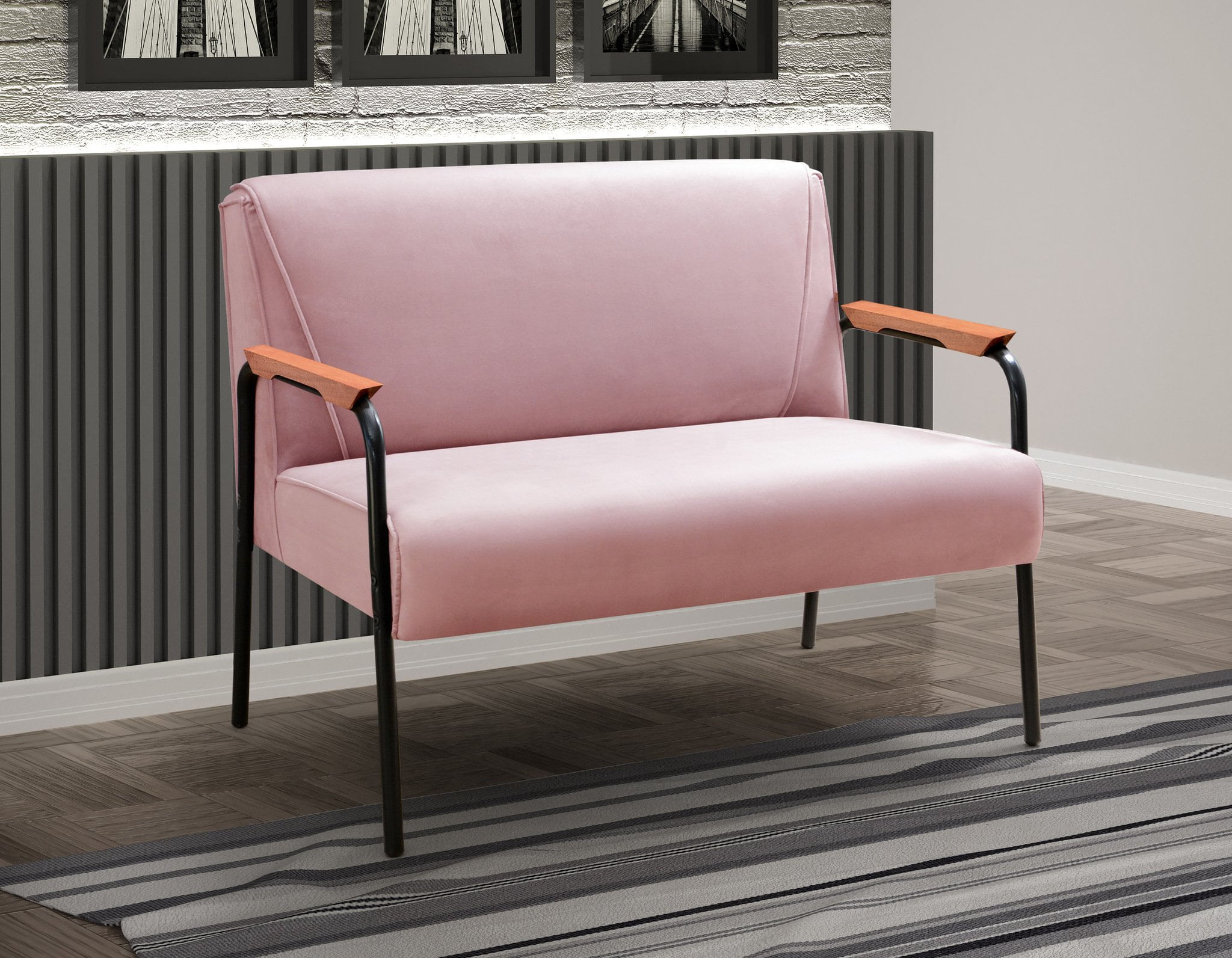 Namoradeira Decorativa Braços Fixo Jade Rose