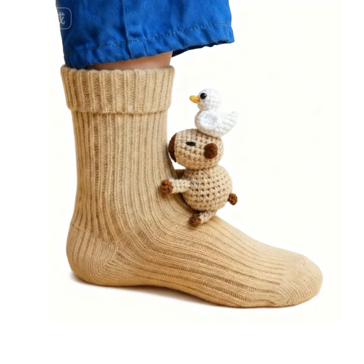 Meias Redondas, Malha De Algodão, 3D, Design De Preguiça E Pato, Unissex