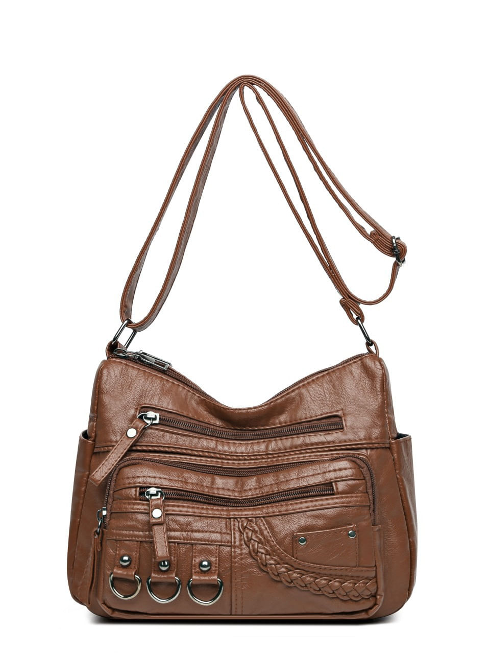 Bolsa De Ombro Em Couro Pu Macio E Lavado Para Mulheres