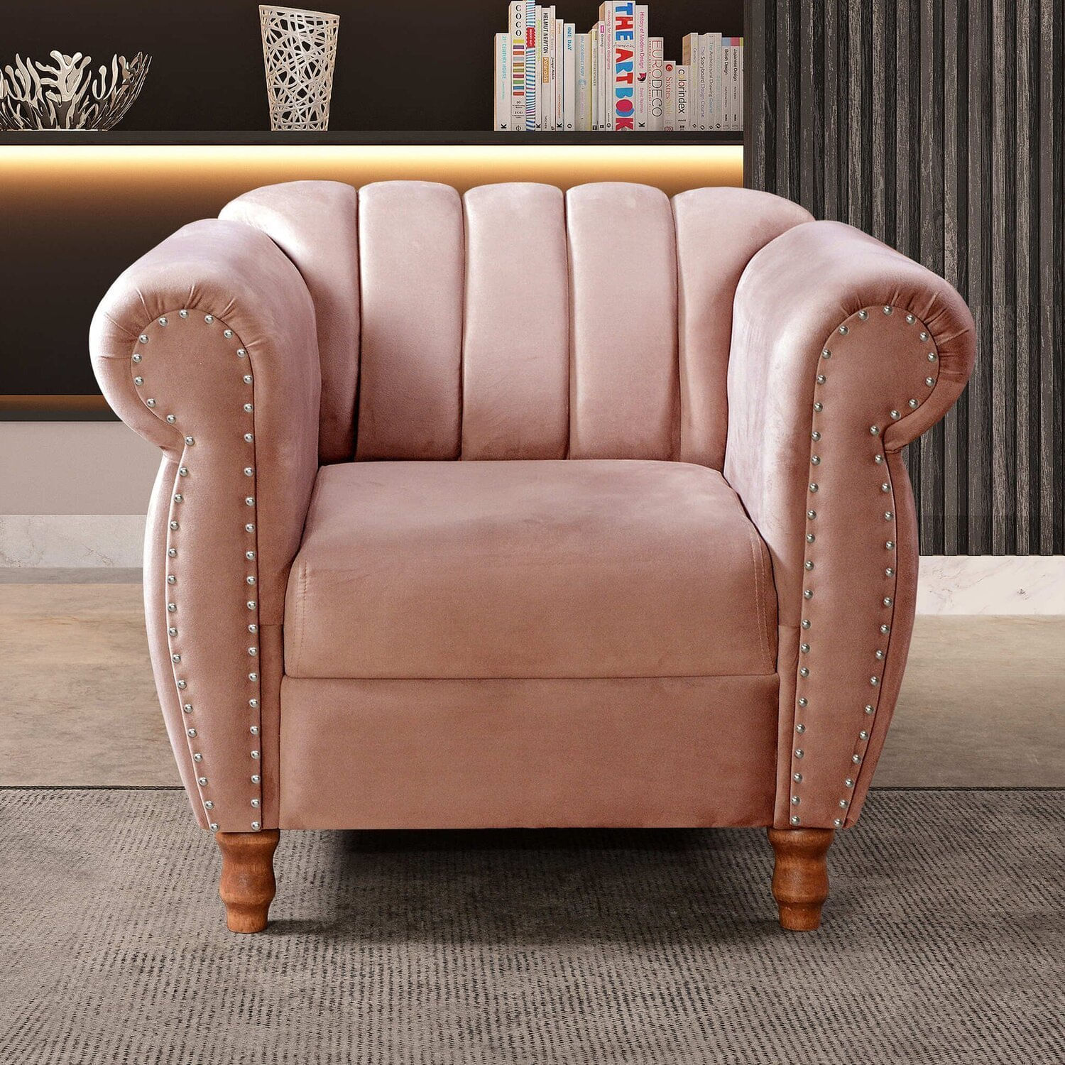 Poltrona Realeza Chesterfield Cadeira Vintage Decoração Retrô Rose