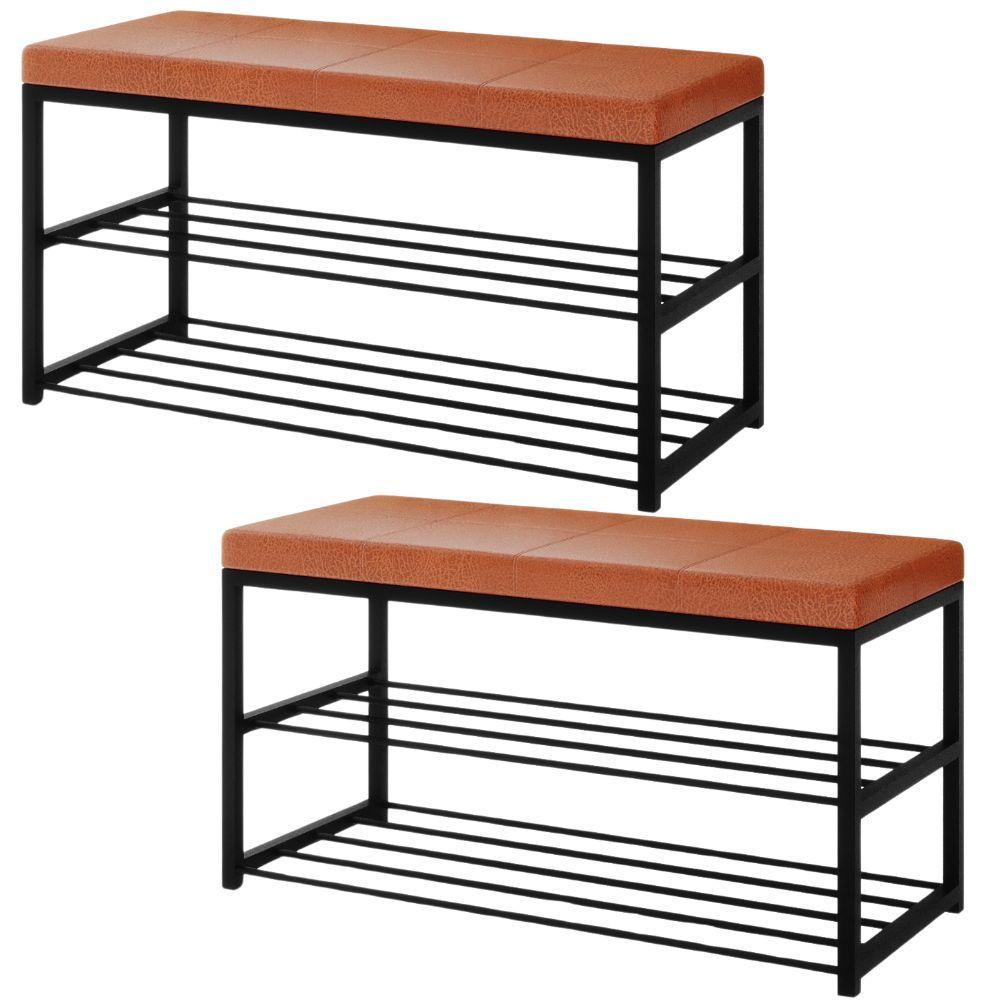 Kit 2 Sapateiras 2 Prateleiras Industrial Elegance Corino New Dallas Vconcept