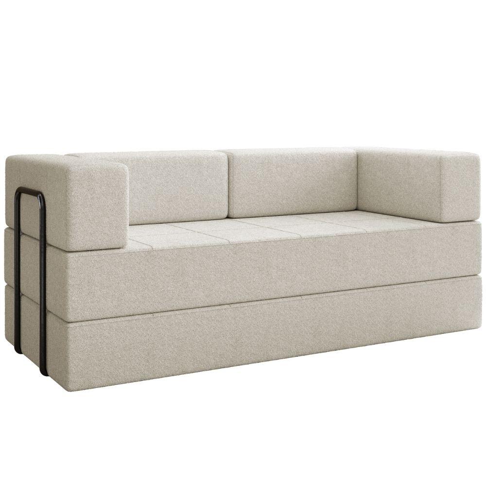 Sofa Cama Modular 2 Lugares 180 Cm Monaco Boucle Bege Vconcept