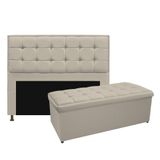 Kit Cabeceira e Calçadeira Copenhague 195cm King Size Bege