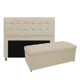 Kit Cabeceira e Calçadeira Copenhague 195cm King Size Bege