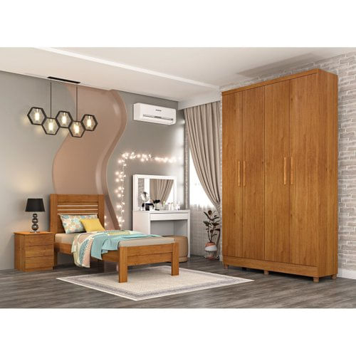 Guarda Roupa Solteiro 4 Portas 2 Gavetas Amsterdam Tcil Móveis Cinamomo