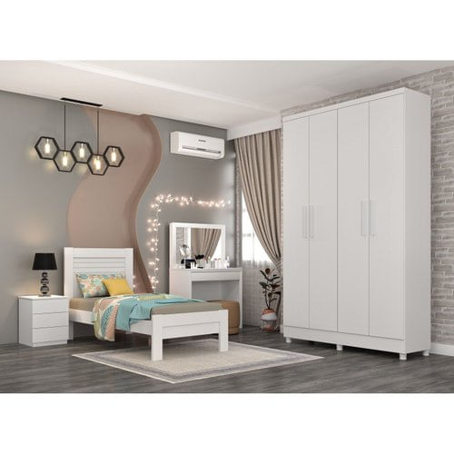Guarda Roupa Solteiro 4 Portas 2 Gavetas Amsterdam Tcil Móveis Neve