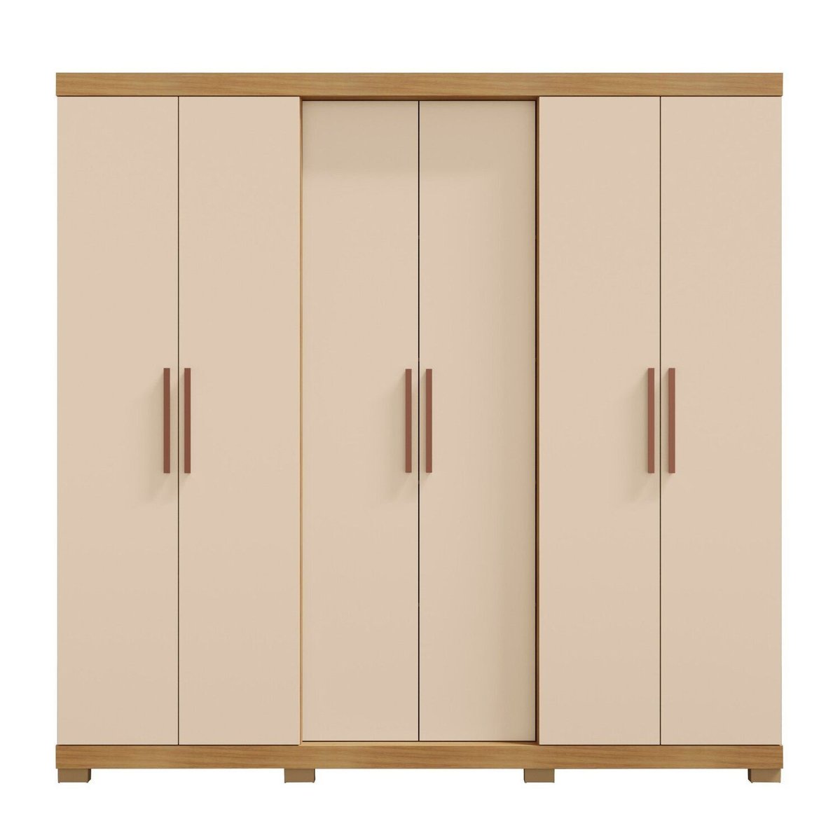 Guarda-Roupa 6 Portas 4 Gavetas Sem Espelho Valley Carvalho/Americano/Off White