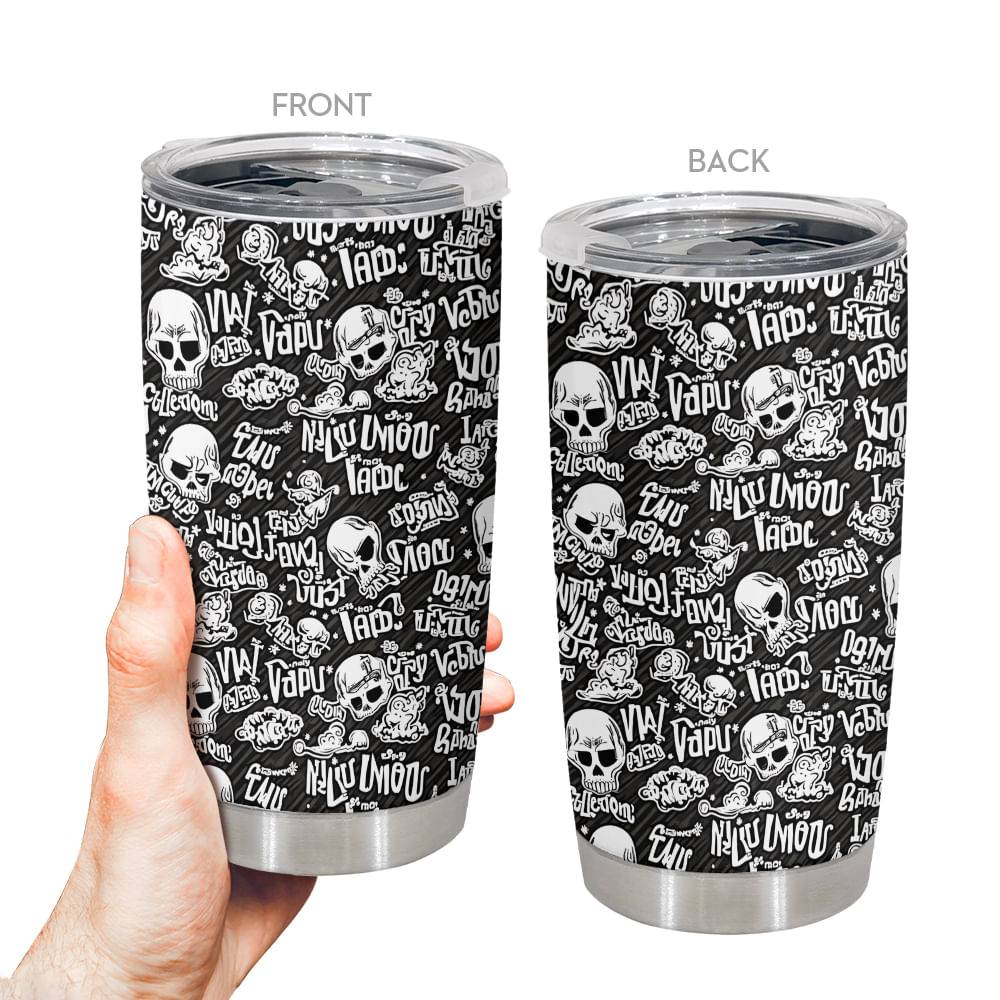Copo De Viagem, Caneca De Café Oasisdream, 600 Ml Com Estampa De Caveira