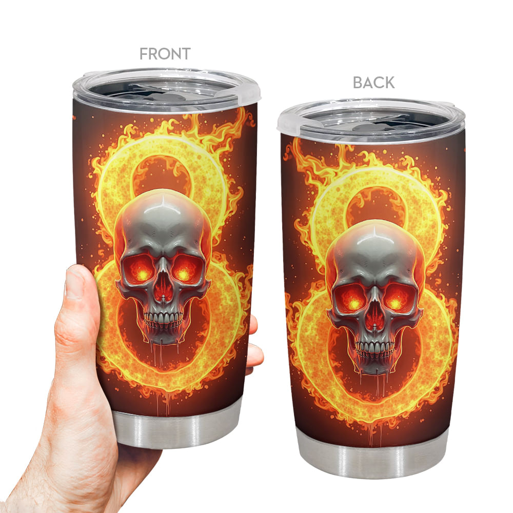 Copo De Viagem Oasisdream 600ml Em Aço Inoxidável Com Estampa De Caveira