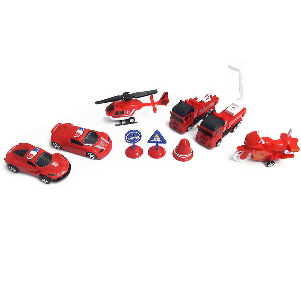 Conjunto De Veiculos Play Machine Corpo De Bombeiro Multikids