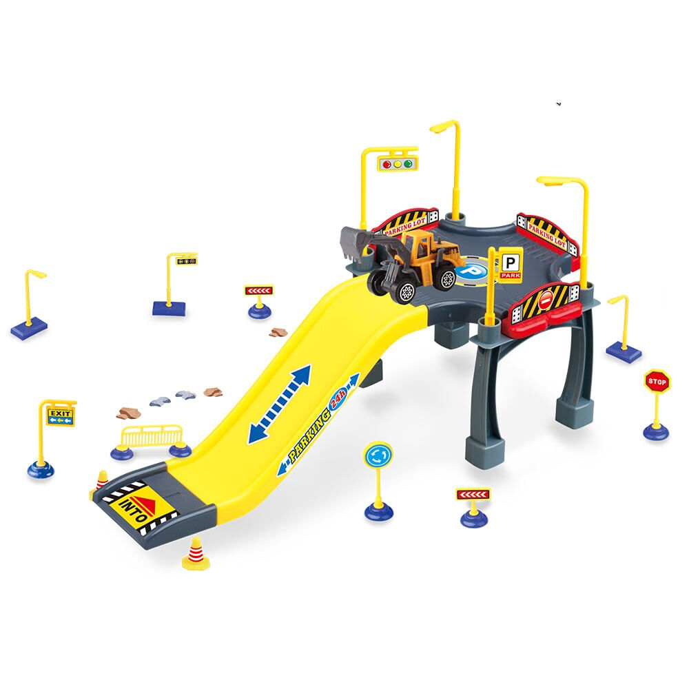 Conjunto Pista E Veiculo Estacionamento Com Rampa Construcao Pais E Filhos