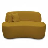 Sofá Ondulado Orgânico Pequeno 2 Lugares Sala Bouclé Bouclé Mostarda