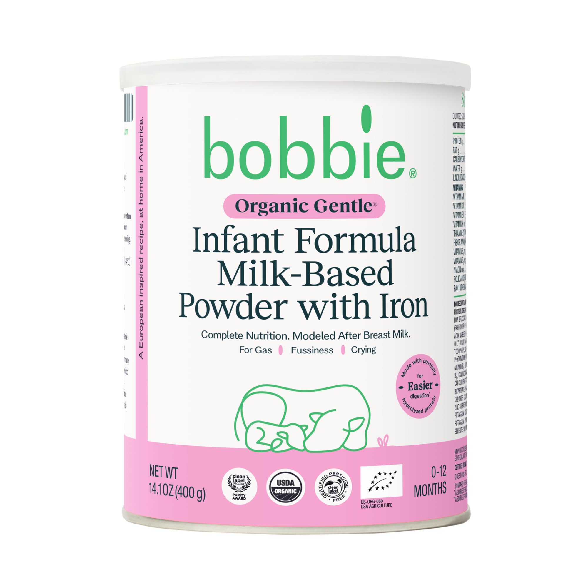Fórmula Infantil Bobbie Organic Gentle Milk Powder 400g