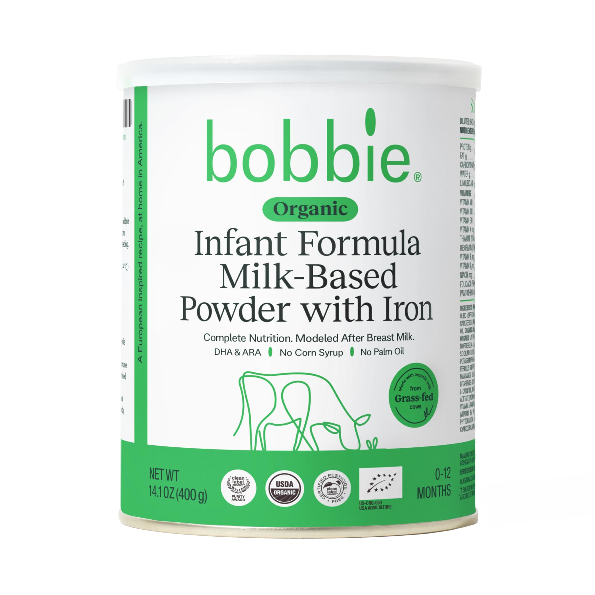 Fórmula Infantil Bobbie Organic Grass Fed Milk 415 Ml, 1 Pacote