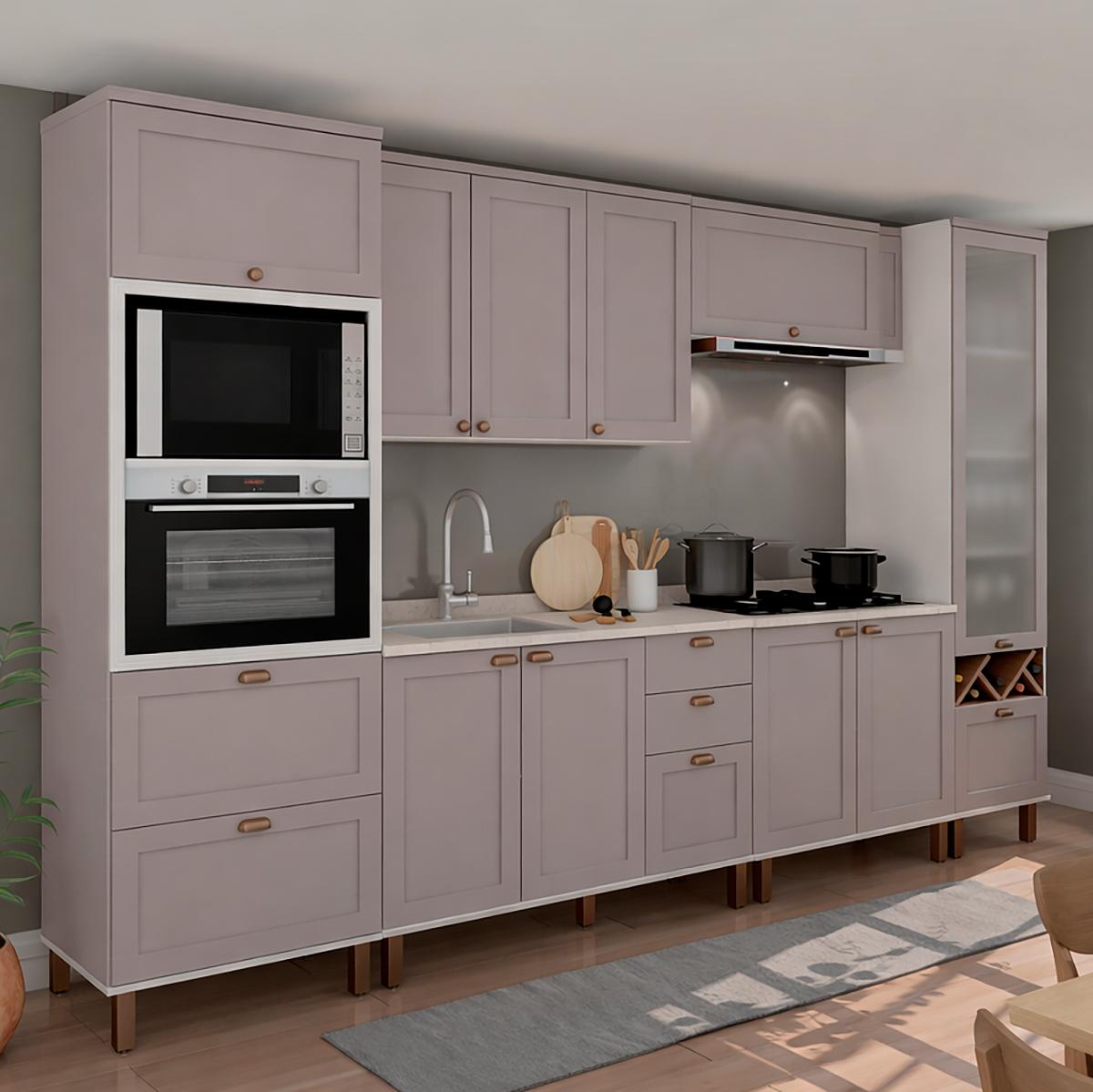 Armário De Cozinha Genialflex Iluminata Ayla Branco Fendi