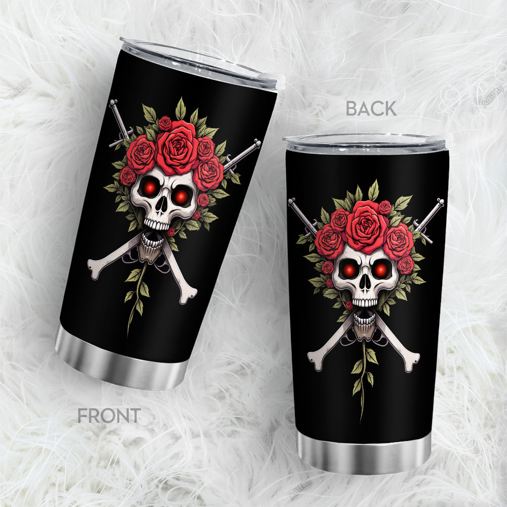 Copo Oasisdream De Aço Inoxidável 600ml Com Estampa De Caveira