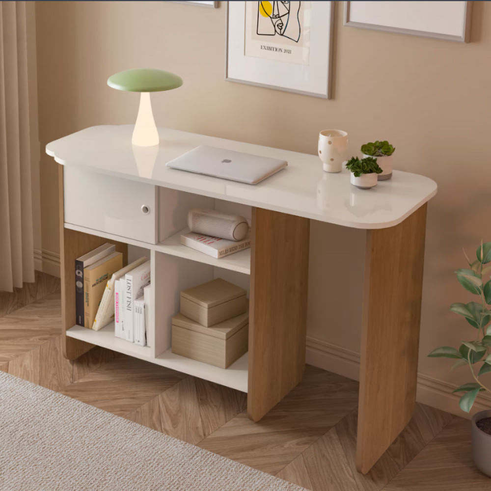 Escrivaninha Artely Nomad Tampo Rotativo Porta De Correr 4 Nichos