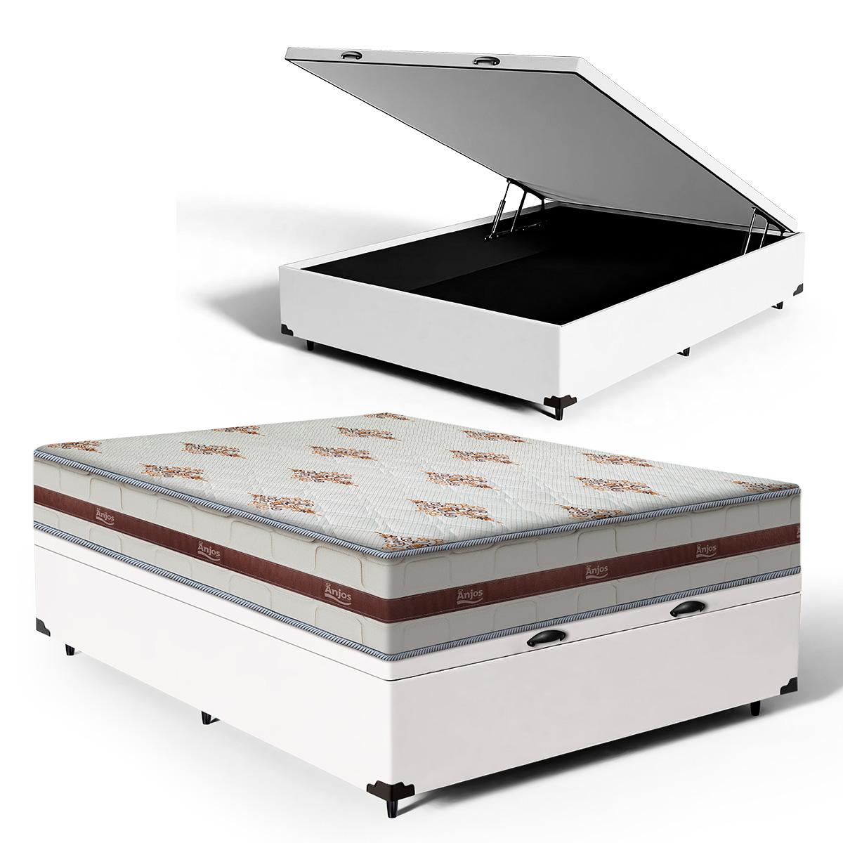 Cama Box Baú Com Colchão De Molas Ensacadas Anjos Classic Casal 138cm