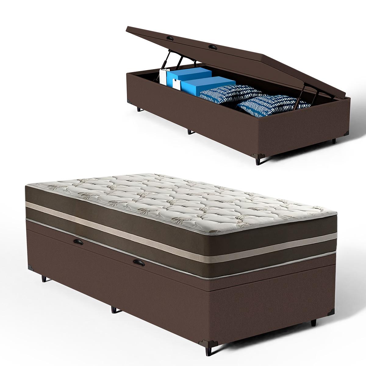 Cama Box Baú Com Colchão De Molas Ensacadas Classic Solteiro 78cm