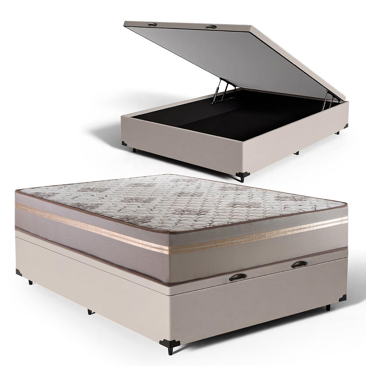 Cama Box Baú Com Colchão De Espuma D33 Millenium One Face + 2 Trav Casal 138cm