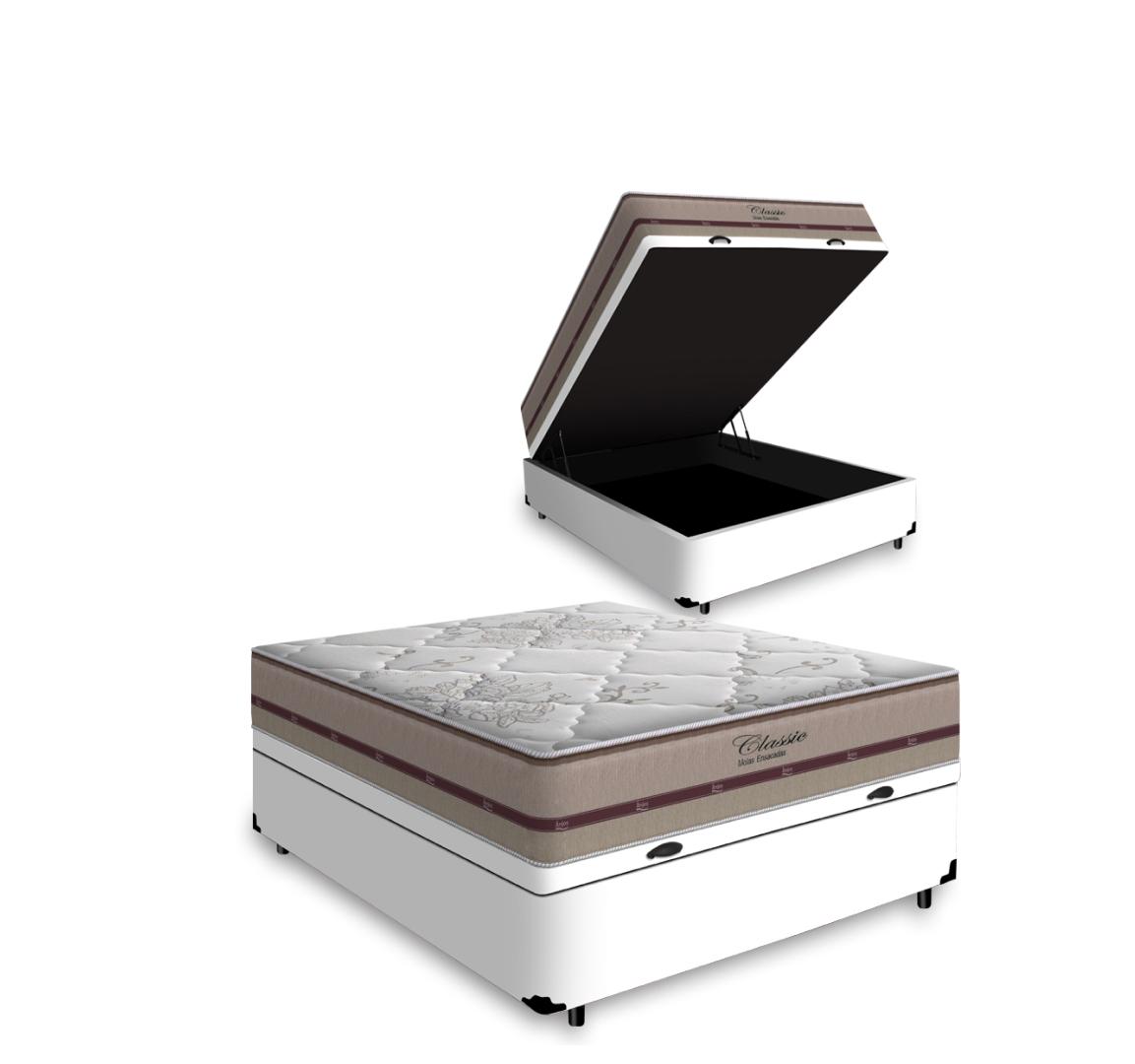Cama Box Baú Com Colchão De Molas Ensacadas Anjos Classic Casal 138cm