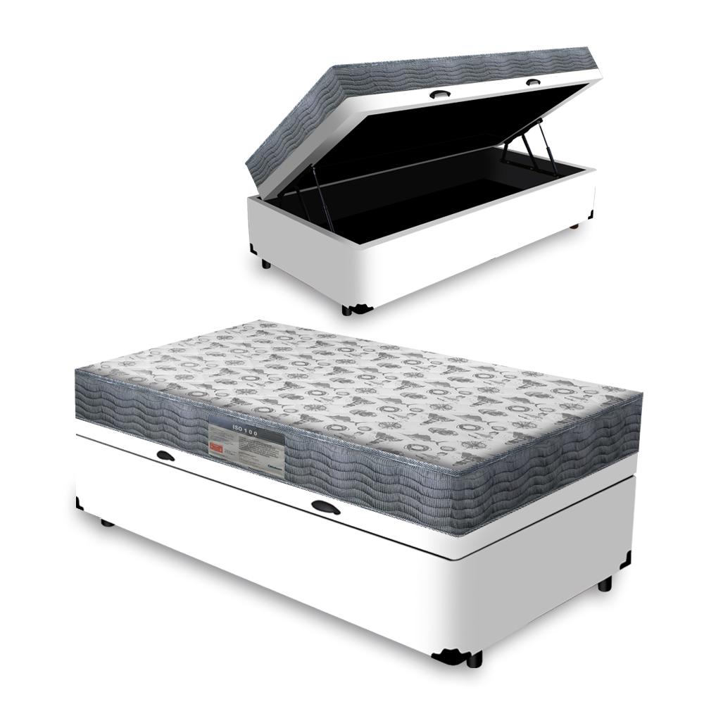 Box Baú + Colchão De Espuma D33 Ortobom Iso 100 Solteiro